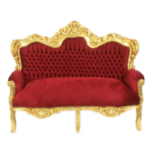 Casa Padrino Barock 2-er Sofa King Bordeaux / Gold von Casa Padrino