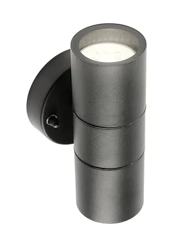 CGC Lighting Wandleuchte für den Außenbereich, IP44, GU10, oben und unten, LED, Schwarz