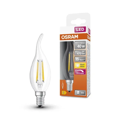OSRAM E14 LED SUPERSTAR FILAMENT Windstoß Kerzenform klar dimmbar warmweiß