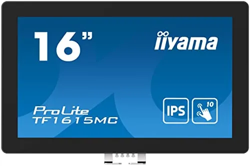 Iiyama ProLite TF1615MC-B1 Touchscreen - 15,6 Zoll IPS Monitor, Full HD Auflösung 1920 x 1080, ideal für interaktive Anwendungen und Präsentationen