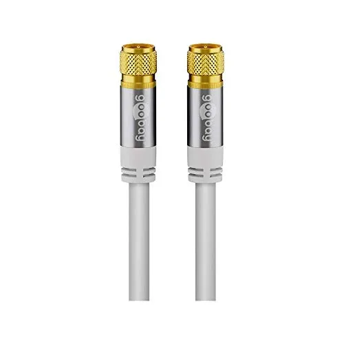 goobay Sat Antennenkabel 1m, 135dB 4-fach geschirmt, Koaxialkabel mit F-Stecker auf F-Stecker, reines Kupfer, vergoldet, für 4K 8K UHD DVB-S2 TV - 50739
