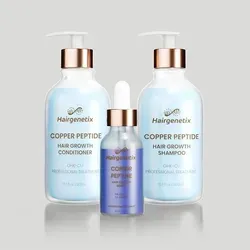 Kupferpeptid (GHK-Cu) Haarwuchs-Set – Shampoo, Conditioner und Serum – Hairgenetix