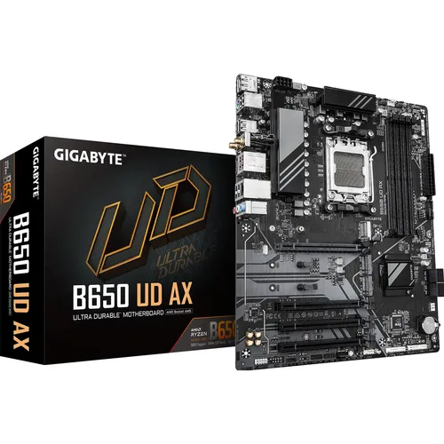 GIGABYTE B650 UD AX - AMD B650 Mainboard Sockel AM5, überlegene Leistung mit 6+2+2 Phasen VRM und Wi-Fi 6 für blitzschnelle Netzwerke
