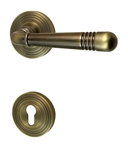 Türbeschlag 1702 Helena R PZ Messing brüniert Türklinke