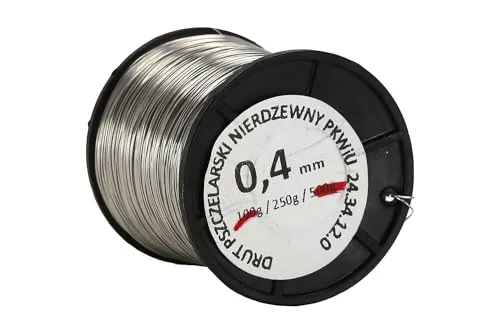 Edelstahldraht für Rähmchen - 0,4 mm - Länge: ca. 250 m - Spule 250 g - Rostfrei - Draht für Bienenstockrahmen - Imkerei - Landwirtschaft - Industrie