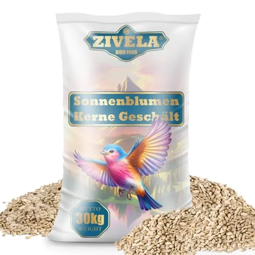 30kg Sonnenblumenkerne Geschält | Ideal für Jungtier | Wildvogelfutter Ganzjährig | 30kg Sonnenblumenkerne ohne Schale Streufutter Vogelfutter Wildvögel