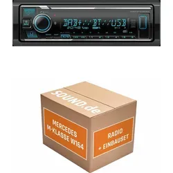 Kenwood KMM BT508DAB Autoradio Einbaupaket für Mercedes M-Klasse W164 - Komplettset für den einfachen Austausch Ihres Autoradios in der Mercedes M-Klasse W164 (2005-2011). Inklusive Kenwood KMM BT508DAB, Antennenadapter und Lenkradinterface. Genießen Sie modernen Musikgenuss und Sprachsteuerung!