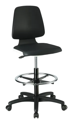 bimos Arbeitsstuhl Labsit 4 - K-Leder weiß, höhenverstellbar - Bürostuhl für Reinräume, desinfizierbar und chemikalienbeständig, ideal für Biotechnologie-Labore und einfache Reinigung.