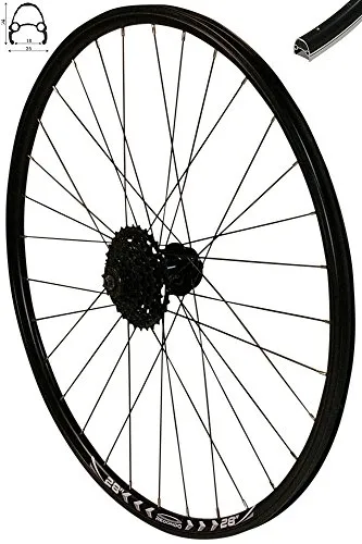 Redondo 28 Zoll Hinterrad Laufrad Felge Schwarz mit 8-Fach Kassette