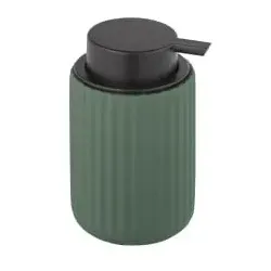 WENKO Keramik Seifenspender Belluno, mit Soft-Touch Oberfläche 24807100 , 1 Stück, Farbe: Grün, Pumpkopf: Schwarz