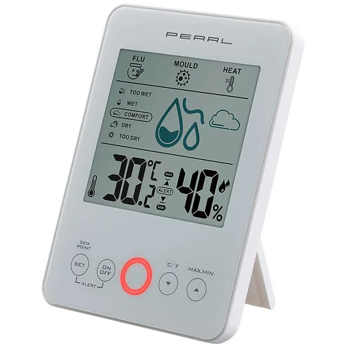 PEARL Digital-Hygro-Thermometer mit Schimmel-Alarm - Wetterstationen mit Schimmelmelder und Komfort-Anzeige. Überwachen Sie Luftfeuchtigkeit und Temperatur für ein gesundes Raumklima.