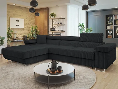 Mirjan24 Ecksofa Torezio Mini Cord mit Schlaffunktion - Sofas & Couches: Bequeme Eckcouch mit Bettkasten und verstellbaren Kopfstützen für optimalen Komfort und Platzersparnis.