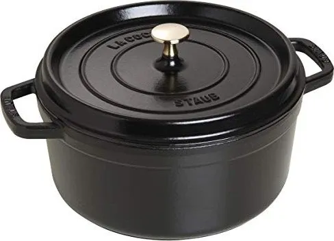 staub Bräter schwarz 5,2 l - Hochwertiger Gusseisen Bräter, ideal für schmackhafte Schmorgerichte und gleichmäßige Wärmeverteilung