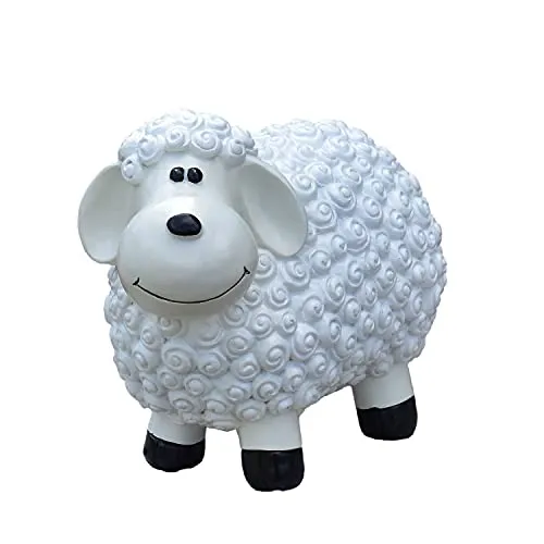 Geschenkestadl Gartenfigur Schaf wetterfest 23 cm hoch Tier Figur (Weiß)