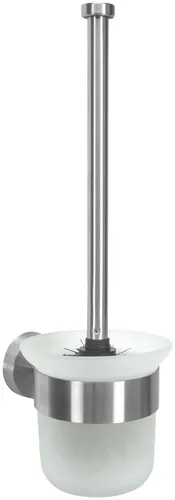 Kleine Wolke Wand-WC-Bürstenhalter Allegra - Stilvoller WC-Bürstenhalter aus milchigem Glas und Edelstahl, ideal für moderne Bäder. Patentierte Montageoptionen für einfache Anbringung ohne Schäden.