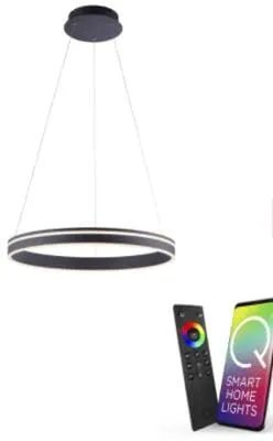 Paul Neuhaus LED Pendellampe CCT Q-Vito Ring - Anthrazit, Smart Home kompatibel - Pendelleuchte mit elegantem Ringdesign, dimmbar via Fernbedienung und Alexa, anpassbare Lichtfarbe von warmweiß bis kaltweiß für jeden Anlass.