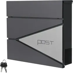 Ml-Design Briefkasten mit Zeitungsfach, abschließbar - Robuster Briefkasten in Anthrazit/Silber, witterungsbeständig und mit zwei Schlüsseln, ideal für sichere Wandmontage und zusätzlichen Platz für Zeitungen.