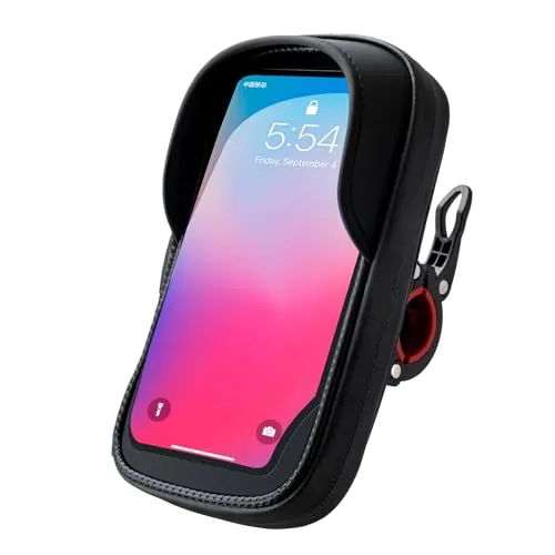 ROCKBROS Fahrrad Handyhalterung Wasserdicht – Handytasche Lenkertasche 360° drehbar, geeignet für 4,7–7 Zoll Smartphones, Handyhalter mit Touchscreen & Stauraum für Motorrad & Scooter