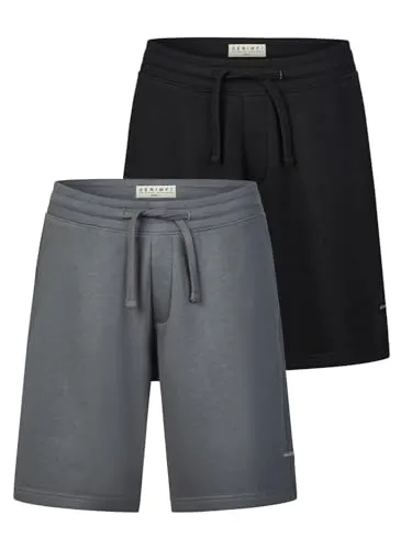 DENIMFY Sweatshorts Herren Sportshorts DFPablo 2er Pack Regular Fit Bermudashort mit Kordelzug