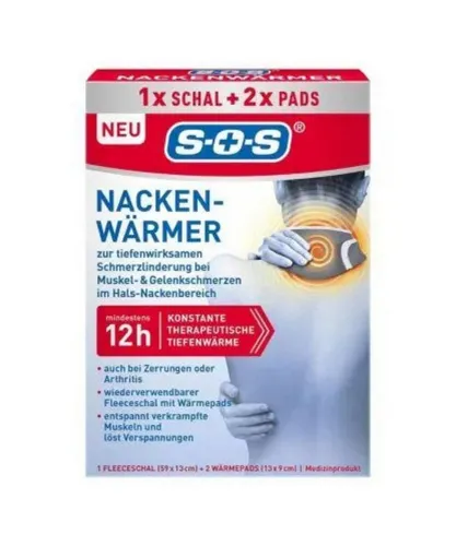 Produktbild SOS Nackenwärmer (1 Schal + 2 Pads) – Effektive Schmerzlinderung mit 12 Stunden Tiefenwärme – Wärmeauflage gegen Schmerzen im Hals-& Nackenbereich oder Muskelverspannungen