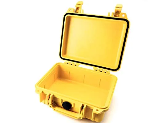 PELI 1200 Robuster Polypropylen Hartschalenkoffer, IP67 Wasser- und Staubdicht,4L Volumen, Ohne Schaum, Gelb
