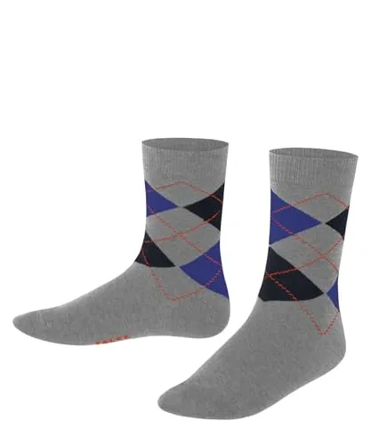 FALKE Unisex Kinder Socken Classic Argyle K So Baumwolle gemustert 1 Paar, Grau Light Grey Melange 3390, 31-34