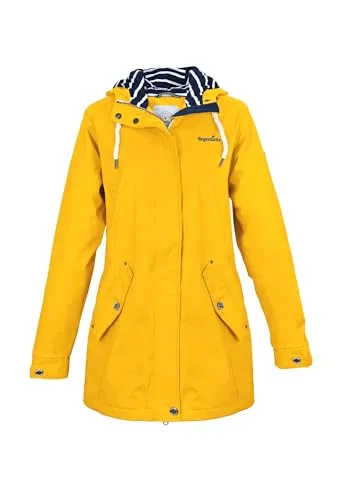 Regenliebe Damen Regenmantel | Taillierter Friesennerz in Gelb - Stylischer und funktionaler Damen Regenmantel mit verstellbarer Kapuze, wind- und wasserdicht, ideal für alle Wetterlagen. Perfekt für aktive Frauen!