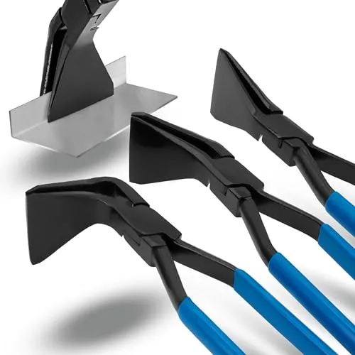 Bituxx 3 tlg Falzzangen Set - Abfalzen Werkzeug für präzise Blechbearbeitung - Zangen-Sets: Hochwertiges Falzzangen Set mit ergonomischen Griffen für saubere Kanten und präzises Biegen von Blechen bis 1mm Dicke. Ideal für Stahl, Kupfer, Aluminium und mehr.