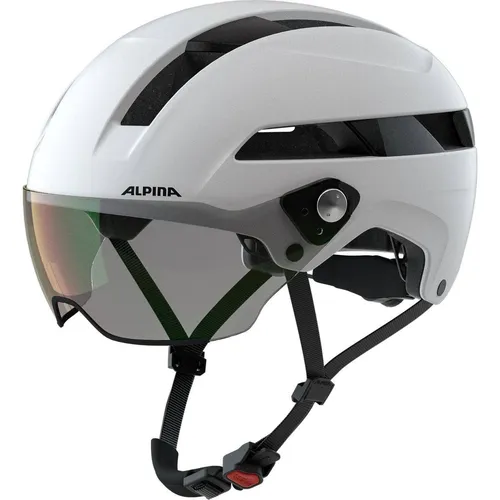 Alpina SOHO Visor V Fahrradhelm - White matt, 55-59 - Fahrradhelm für Stadt- und Freizeitfahrer, nur 610 g leicht, mit integriertem Visier und optimaler Belüftung für Komfort und Sicherheit bei jeder Fahrt.