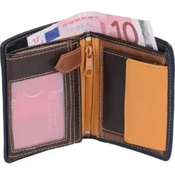 Herrenbörse LOUANA – Leder Geldbörse im Farbmix Braun - Elegante Herren Geldbörse aus hochwertigem Leder mit 6 Kreditkartenfächern, Innenreißverschluss und kompakten Maßen von 11x9 cm. Ideal für den täglichen Gebrauch und stilvolle Aufbewahrung.