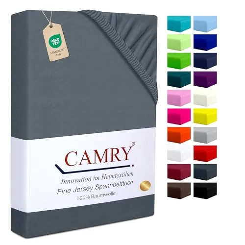 Camry Boxspringbett & Wasserbett Spannbettlaken 140x200-160x220cm Grau für Matratzen bis 35cm Matratzenhöhe Baumwolle Oeko-Tex 100