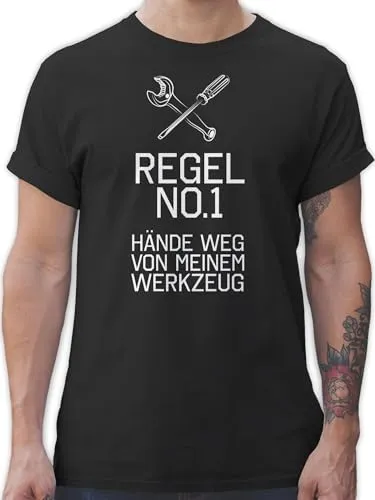 T-Shirt Herren - Handwerker Geschenke - Regel No.1 Hände Weg von Meinem Werkzeug - XL - Schwarz - Schrauber Tshirt arbeitstshirts Handwerk Heimwerker Shirts männer arbeits Mechaniker arbeitsshirt