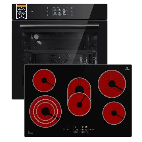 KKT KOLBE Autarkes Herdset | 60cm Einbaubackofen EB8017TFT | 77cm Glaskeramikkochfeld CH7705RL | TFT-Display | Soft Close | Katalyse | Pizzafunktion | Grill | Umluft | Heißluft | SET8017TFTCH77RL