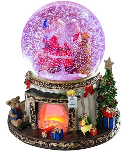 XL LED Schneekugel Bescherung elektrischer Schneewirbel, viele Melodien und LED