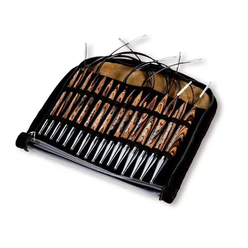 Prym 223800 Rundstricknadel Set 4–10 mm - Stricknadeln-Set mit 8 austauschbaren Holz-Nadeln und 4 Seilen für Rundstrickprojekte – ideal für kreative Strickerinnen mit hohem Komfort und Flexibilität.