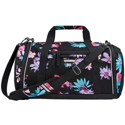 coocazoo Sporttasche „Floral Artnight“ schwarz-blau - Klassische Sporttaschen mit 20 Liter Volumen, Nasswäschefach und nachhaltiger Verarbeitung aus 14 recycelten PET-Flaschen – ideal für Sport und Freizeit!