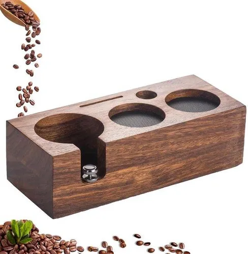 Beler Tamperstation Holz 58mm – Barista Espresso Station aus Walnussholz