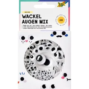 Folia Wackelaugen 7549 Big Box Mix, selbstklebend, 6 verschiedene Größen, rund, 200 Stück