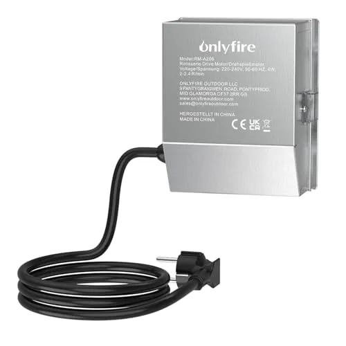 Onlyfire RMA-102 Edelstahl Grillmotor für Drehspieß, BBQ Rotisserie,(2.5-3) U/M,50/60Hz-4 Watt,220V/240V,Belastbar 18KG