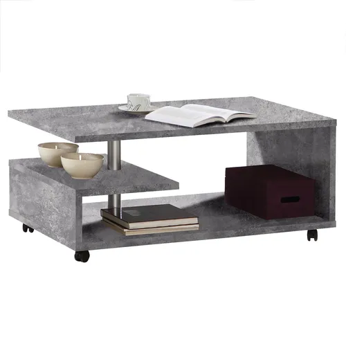 FORTE Bailey Couchtisch - Beistelltisch fürs Wohnzimmer mit Rollen, pflegeleichte Oberfläche und Ablagefach für Zeitungen – ideal für modernes Wohnen