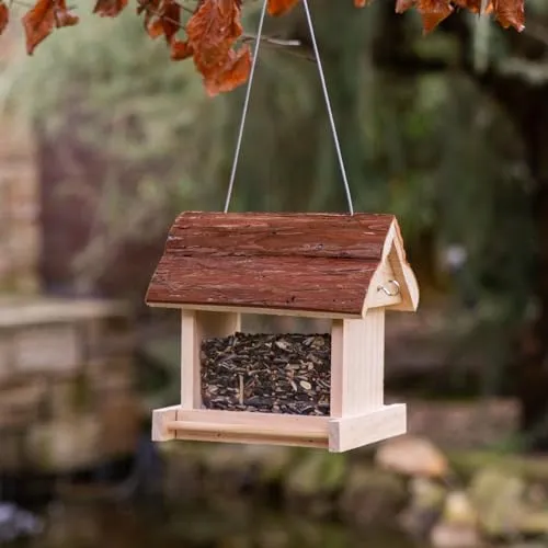 CULT at home Vogel Futterhaus Holz – Hängendes Futterhaus für Wildvögel - Futterstation für Wildvögel mit abnehmbarem Dach und herausnehmbaren Kunststoffscheiben zur einfachen Reinigung. Ideal zum Aufhängen oder Stellen, wettergeschützt und sofort einsatzbereit.