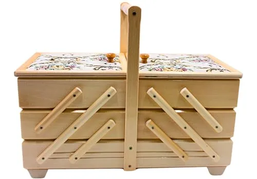 Dekohelden24 Hochwertiger Nähkasten aus Furnierholz mit Rosenmotiv - Nähkorb aus echtem Furnierholz, ideal zur stilvollen Aufbewahrung Ihrer Nähutensilien. Mit 7 Fächern und elegantem Design ist er eine praktische und dekorative Bereicherung für jeden Raum.