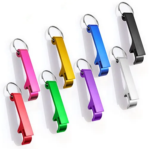 Flaschenöffner Schlüsselanhänger, 8 Farben, Metall, multifunktional, kreativer Bier und Dosenöffner