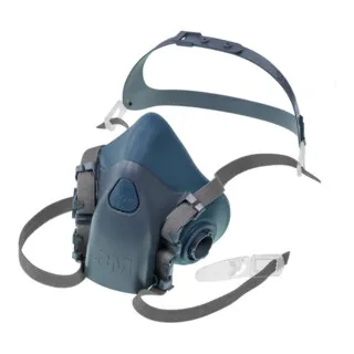 3M Halbmaskenkörper Serie 7500 L - Komfortable Atemschutzmaske - Robuste Halbmaske aus hautfreundlichem Silikon mit Drop-Down-Bebänderung. Ideal für kurze Pausen. Das Doppelfiltersystem sorgt für leichten Atemwiderstand und optimalen Sitz.