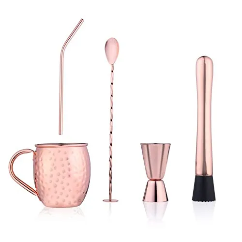 alpina Cocktail-Set – 7-teilig aus Edelstahl in Rosé - Küchenutensilien für stilvolle Cocktails, elegantes Design und langlebiges Edelstahlmaterial machen dieses Set zum perfekten Geschenk.