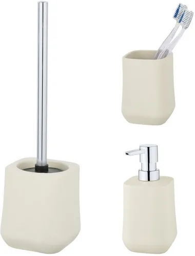 SCHÖNER WOHNEN Badaccessoire-Set »Adine«, 3 tlg. aus Keramik - Bringen Sie Stil in Ihr Badezimmer mit dem 3-teiligen Bad-Accessoire Set Adine. Hochwertige Keramik, inklusive Seifenspender, Zahnputzbecher und WC-Garnitur, vereinen Funktionalität und zeitloses Design.