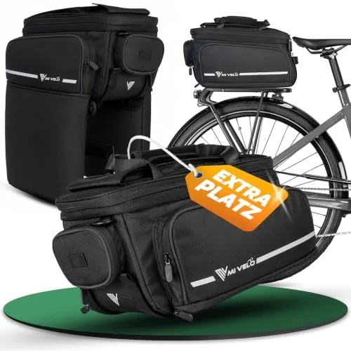 MIVELO Gepäckträgertasche für Fahrräder, wasserabweisend & robust (schwarz, 25 L)