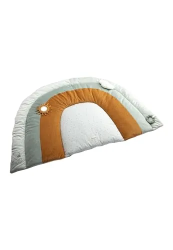 Sterntaler Spieldecke Edda, helltürkis - Babydecken mit trendiger Regenbogenform, aus weichen Materialien und mit interaktiven Spielteilen wie Spiegel und Quietsche für spielerisches Entdecken.