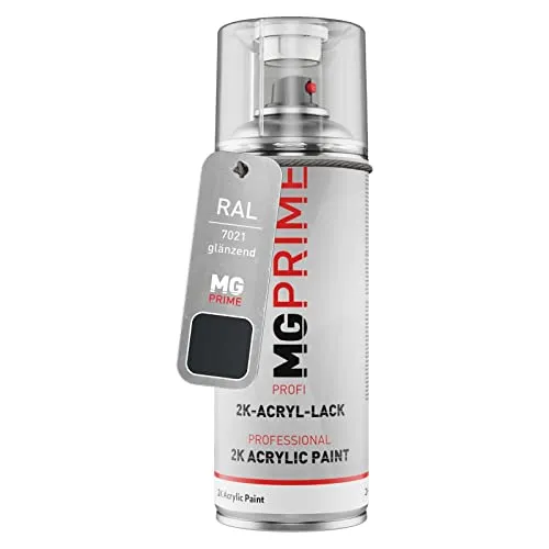 MG PRIME RAL 7021 Schwarzgrau/Black grey glänzend 2K Acryl Spraydose Sprühdose 400 ml schnelltrocknend