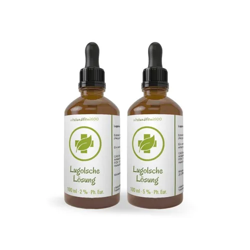 SET-ANGEBOT: 1x 5% + 1x 2% Lugolsche Lösung 100ml - Sonstige - Originalrezeptur aus Deutschland, geprüfte Qualität nach Europäischen Arzneibuch für exaktes Dosieren in Braunglasflasche.